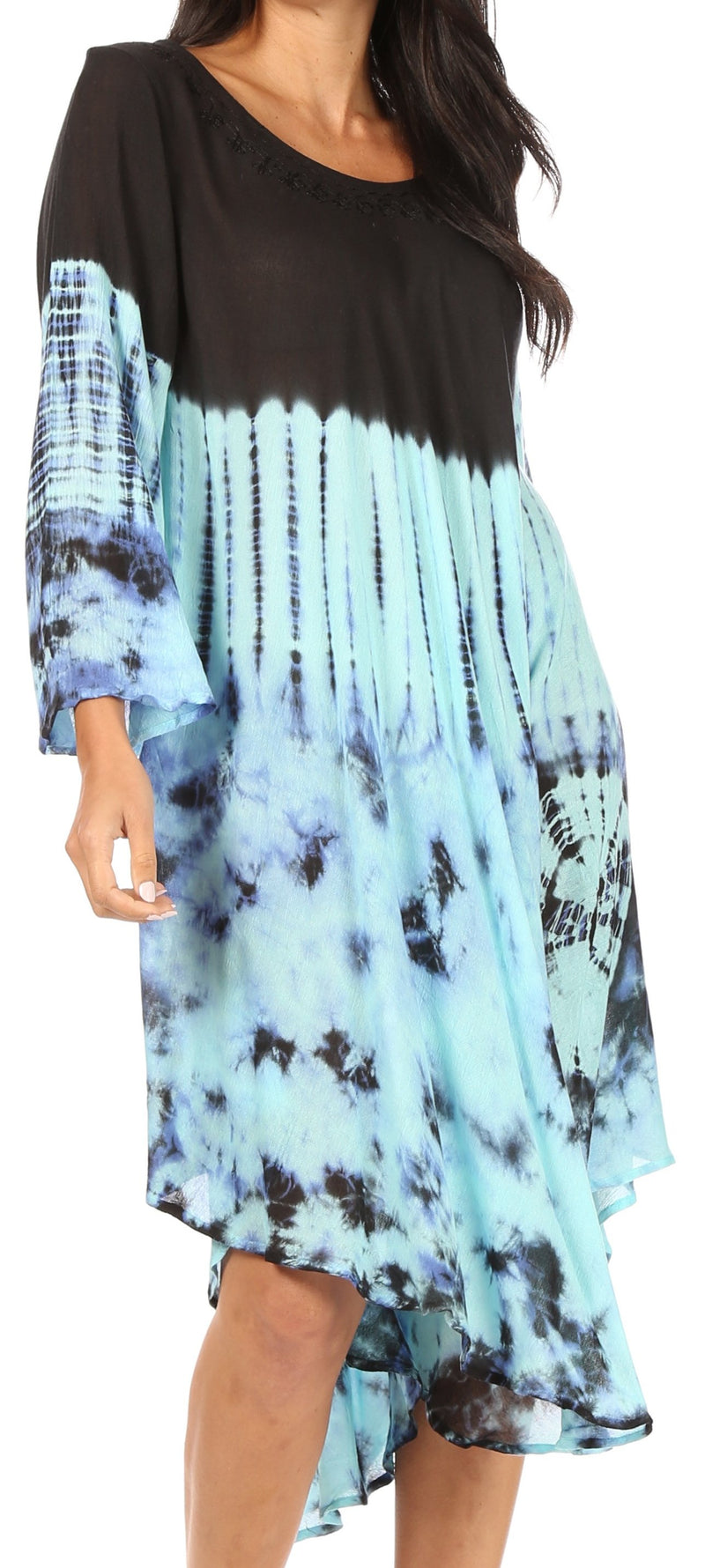 Sakkas Lara Women's Casual Fringe Loose Maxi Sleeveless Dress Caftan Cover-up