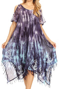 Sakkas Flo Women's Cold Shoulder Loose Fit Midi Casual Summer Dress Cover-up#color_19287-Navy