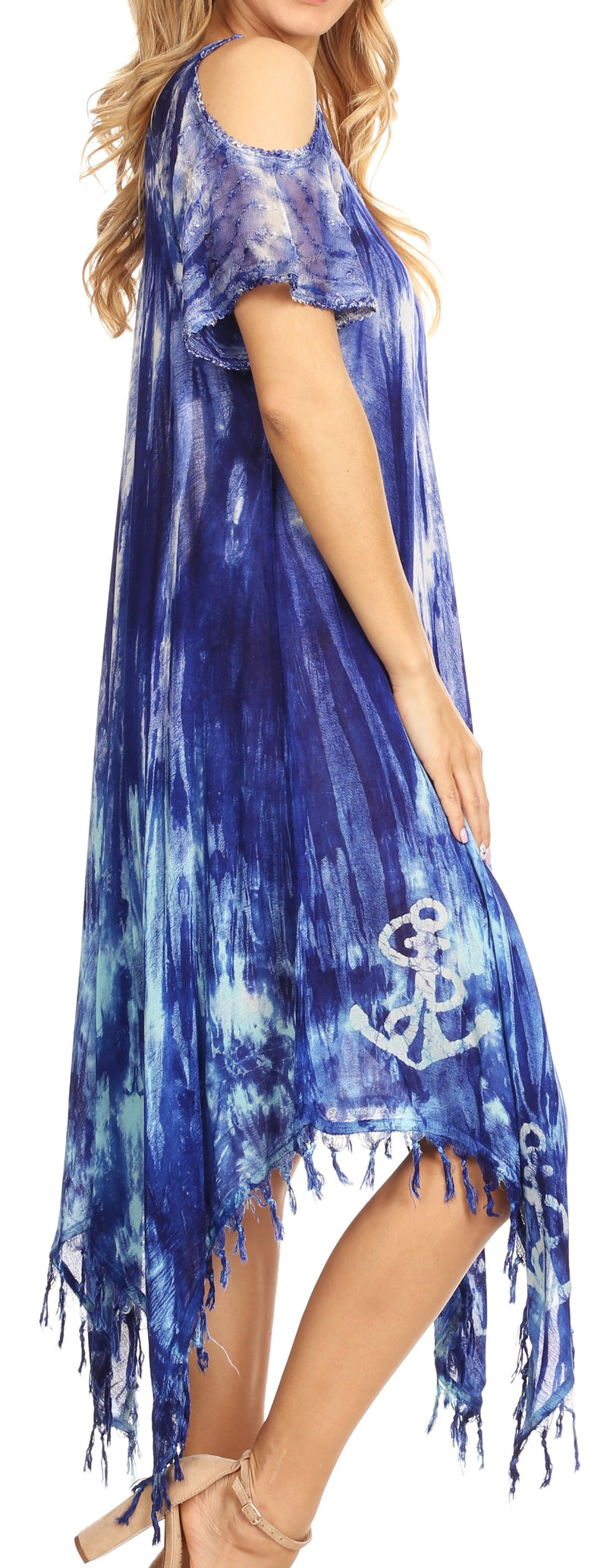 Sakkas Flo Women's Cold Shoulder Loose Fit Midi Casual Summer Dress Cover-up