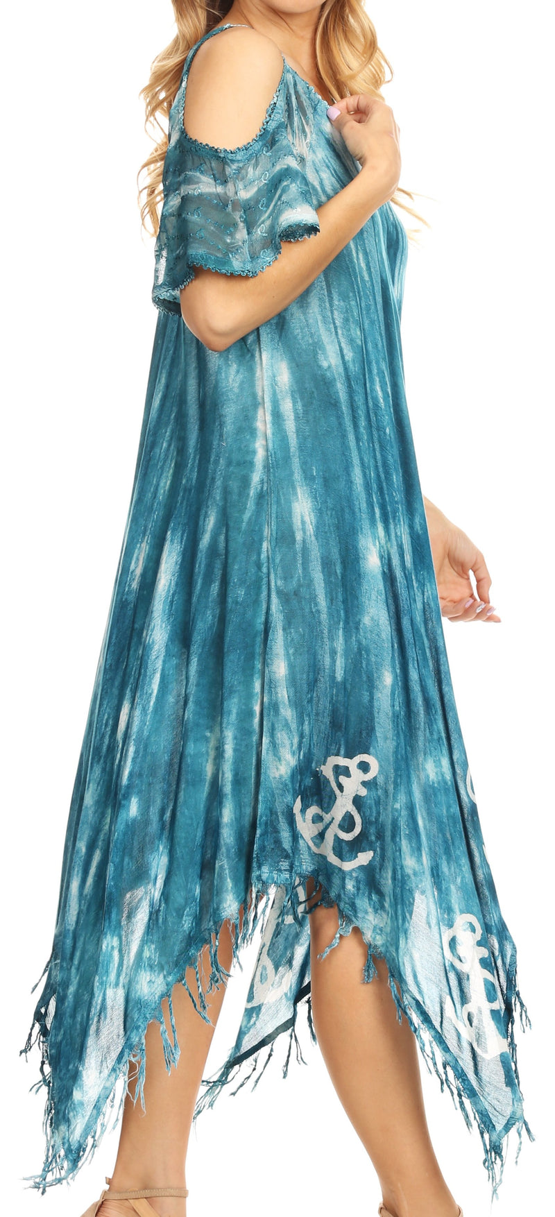 Sakkas Flo Women's Cold Shoulder Loose Fit Midi Casual Summer Dress Cover-up