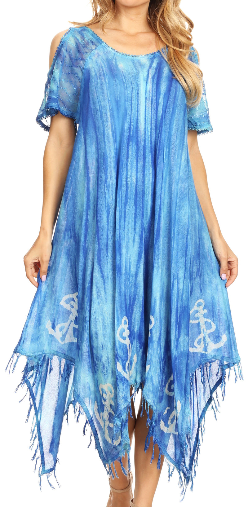 Sakkas Flo Women's Cold Shoulder Loose Fit Midi Casual Summer Dress Cover-up