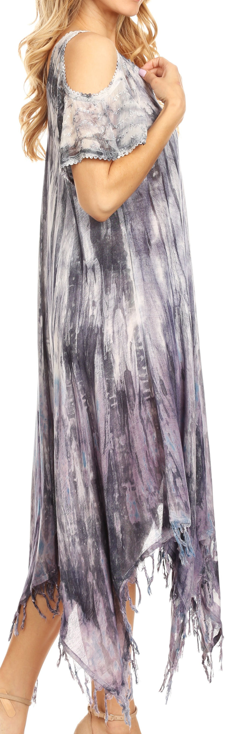 Sakkas Flo Women's Cold Shoulder Loose Fit Midi Casual Summer Dress Cover-up