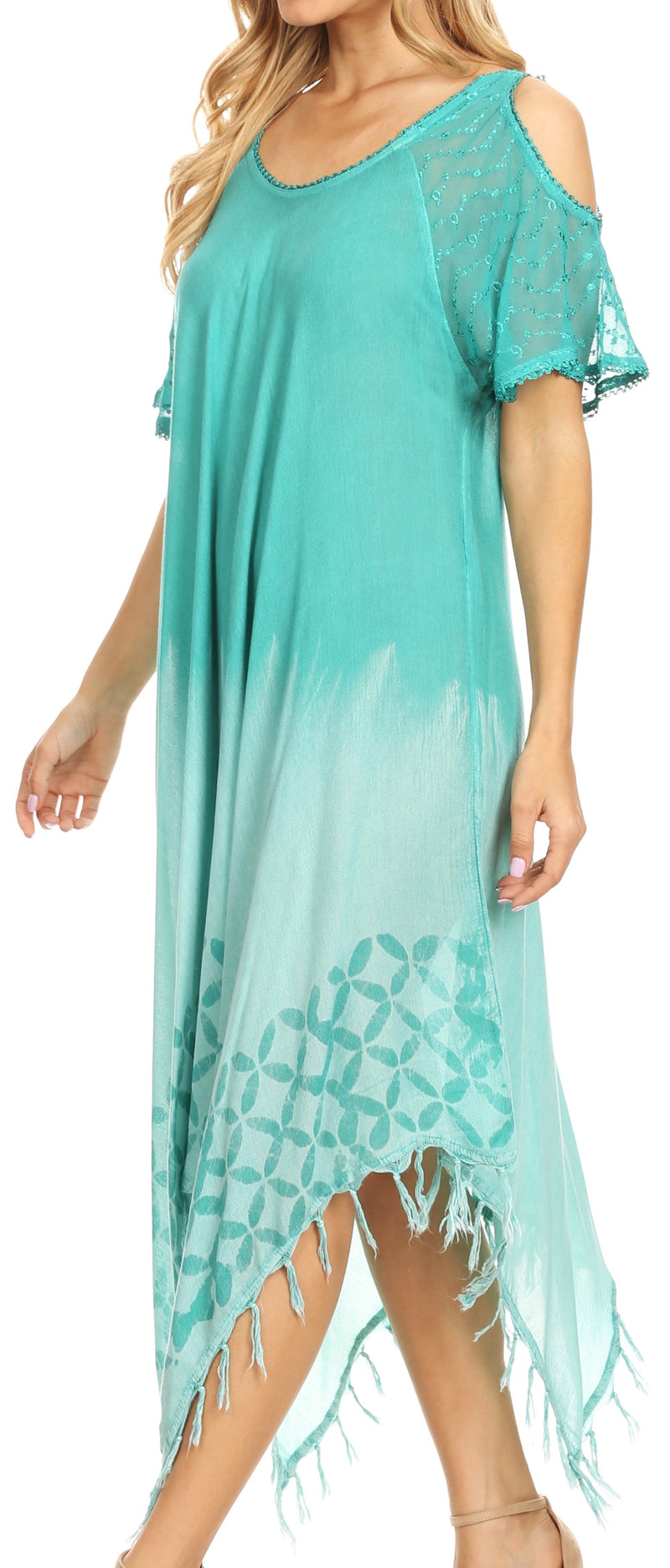 Sakkas Flo Women's Cold Shoulder Loose Fit Midi Casual Summer Dress Cover-up