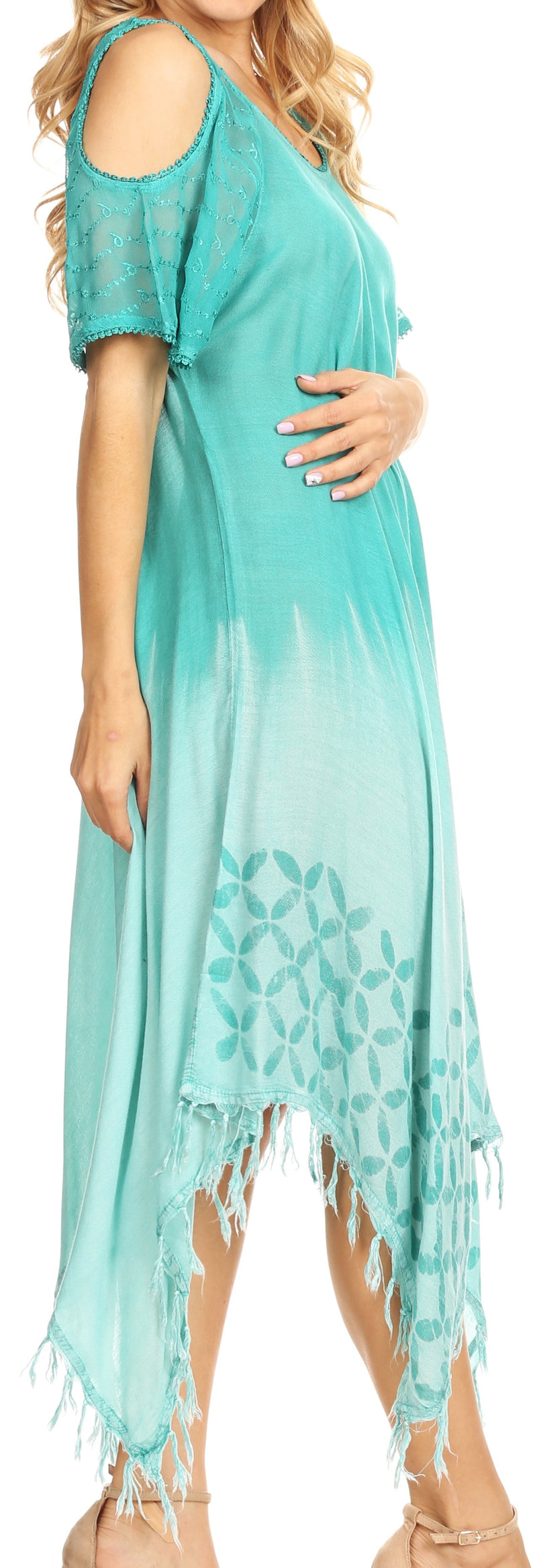 Sakkas Flo Women's Cold Shoulder Loose Fit Midi Casual Summer Dress Cover-up