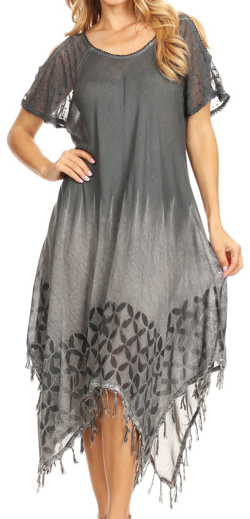 Sakkas Flo Women's Cold Shoulder Loose Fit Midi Casual Summer Dress Cover-up
