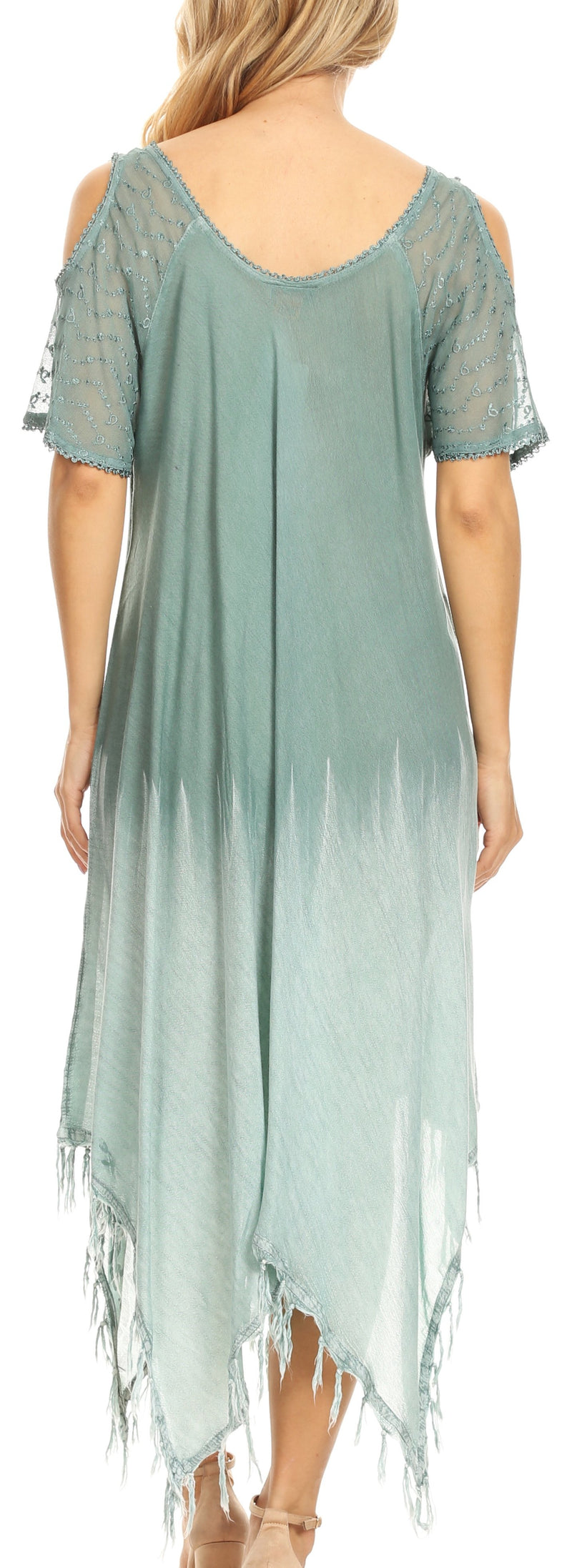 Sakkas Flo Women's Cold Shoulder Loose Fit Midi Casual Summer Dress Cover-up