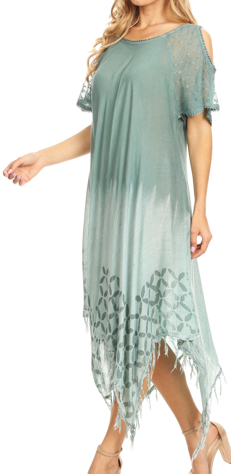 Sakkas Flo Women's Cold Shoulder Loose Fit Midi Casual Summer Dress Cover-up