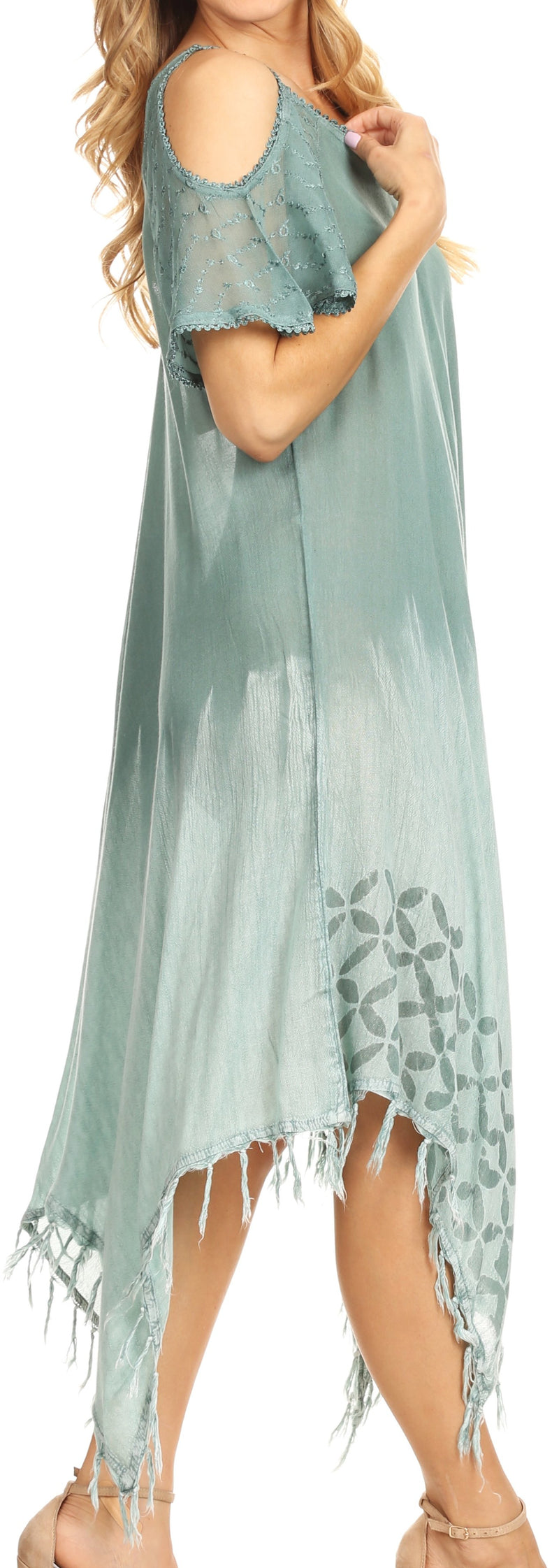 Sakkas Flo Women's Cold Shoulder Loose Fit Midi Casual Summer Dress Cover-up