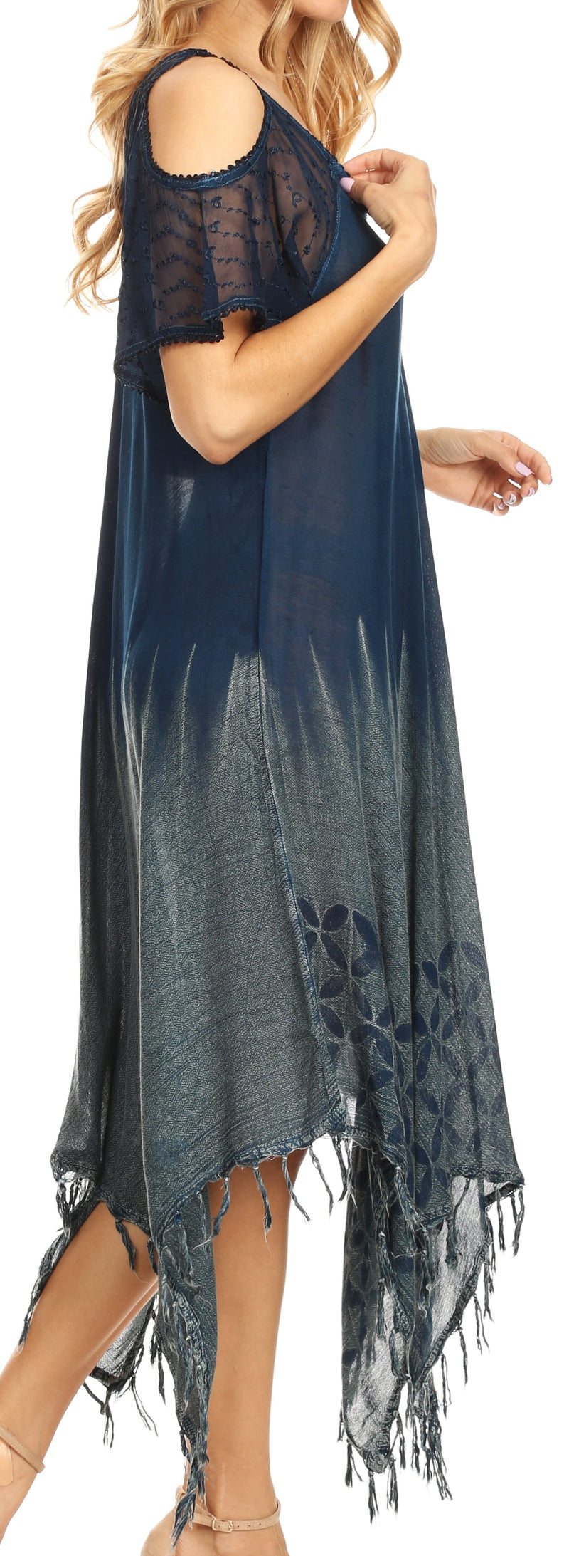 Sakkas Flo Women's Cold Shoulder Loose Fit Midi Casual Summer Dress Cover-up