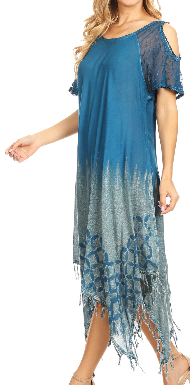 Sakkas Flo Women's Cold Shoulder Loose Fit Midi Casual Summer Dress Cover-up