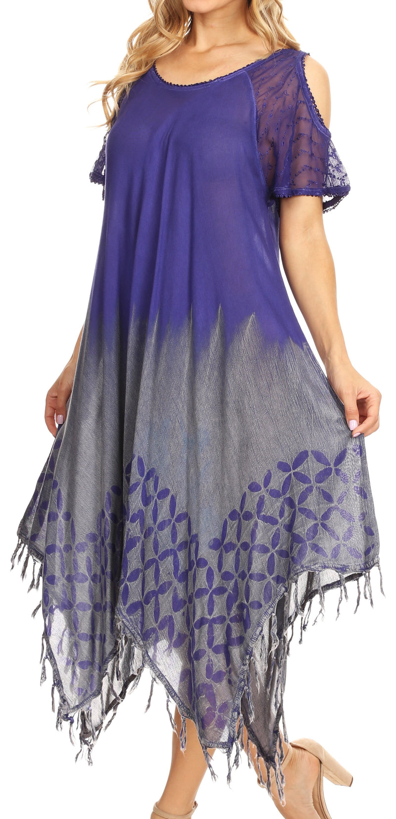 Sakkas Flo Women's Cold Shoulder Loose Fit Midi Casual Summer Dress Cover-up
