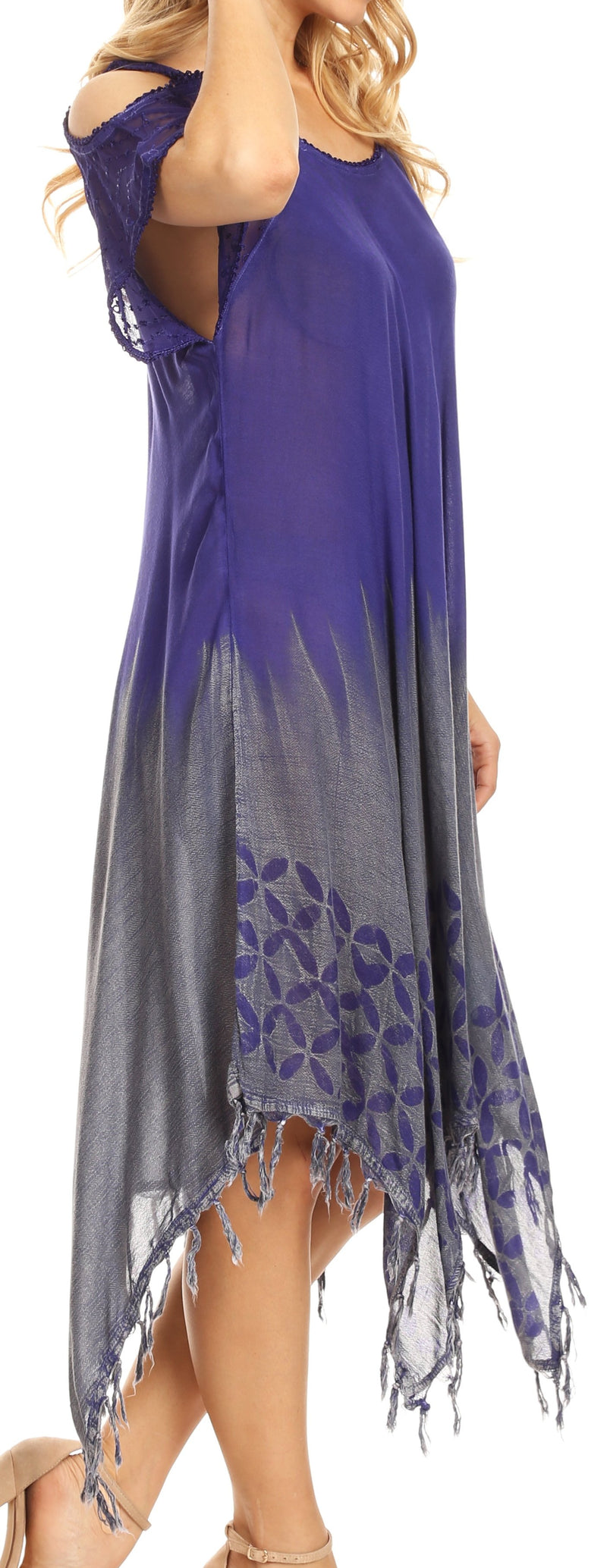 Sakkas Flo Women's Cold Shoulder Loose Fit Midi Casual Summer Dress Cover-up