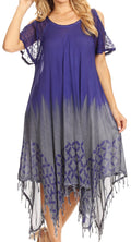 Sakkas Flo Women's Cold Shoulder Loose Fit Midi Casual Summer Dress Cover-up#color_Violet