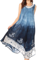 Sakkas Tia Women's Casual Summer Maxi Loose Fit Sleeveless Tank Dress Cover-up#color_19296-Blue