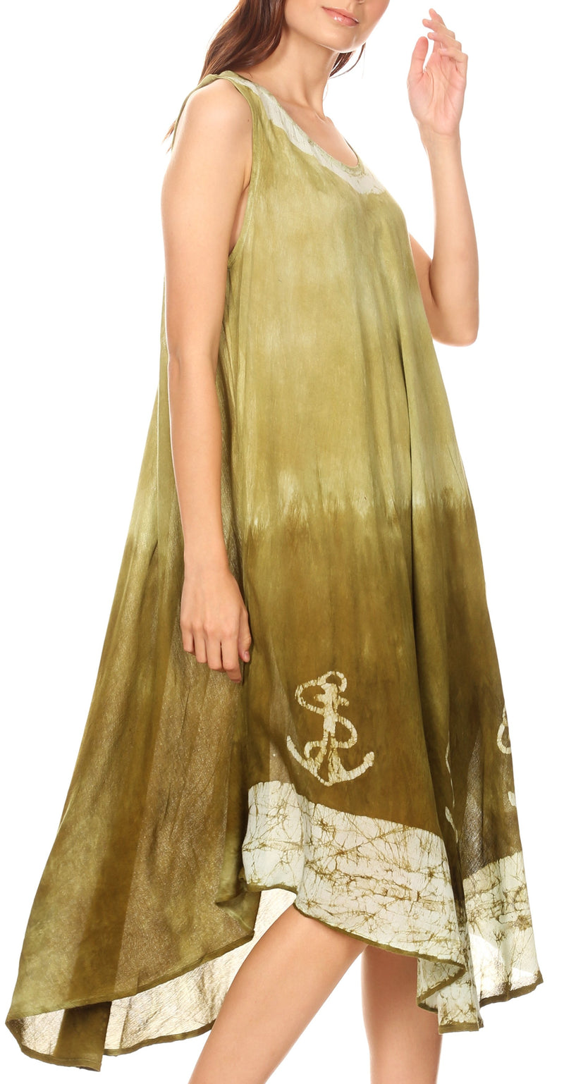Sakkas Tia Women's Casual Summer Maxi Loose Fit Sleeveless Tank Dress Cover-up