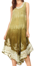 Sakkas Tia Women's Casual Summer Maxi Loose Fit Sleeveless Tank Dress Cover-up#color_19296-olive