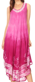 Sakkas Tia Women's Casual Summer Maxi Loose Fit Sleeveless Tank Dress Cover-up#color_19296-Pink