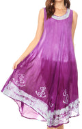 Sakkas Tia Women's Casual Summer Maxi Loose Fit Sleeveless Tank Dress Cover-up#color_19296-Purple