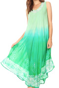 Sakkas Tia Women's Casual Summer Maxi Loose Fit Sleeveless Tank Dress Cover-up#color_19296-SeaGreen