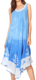 Sakkas Tia Women's Casual Summer Maxi Loose Fit Sleeveless Tank Dress Cover-up#color_19296-SkyBlue