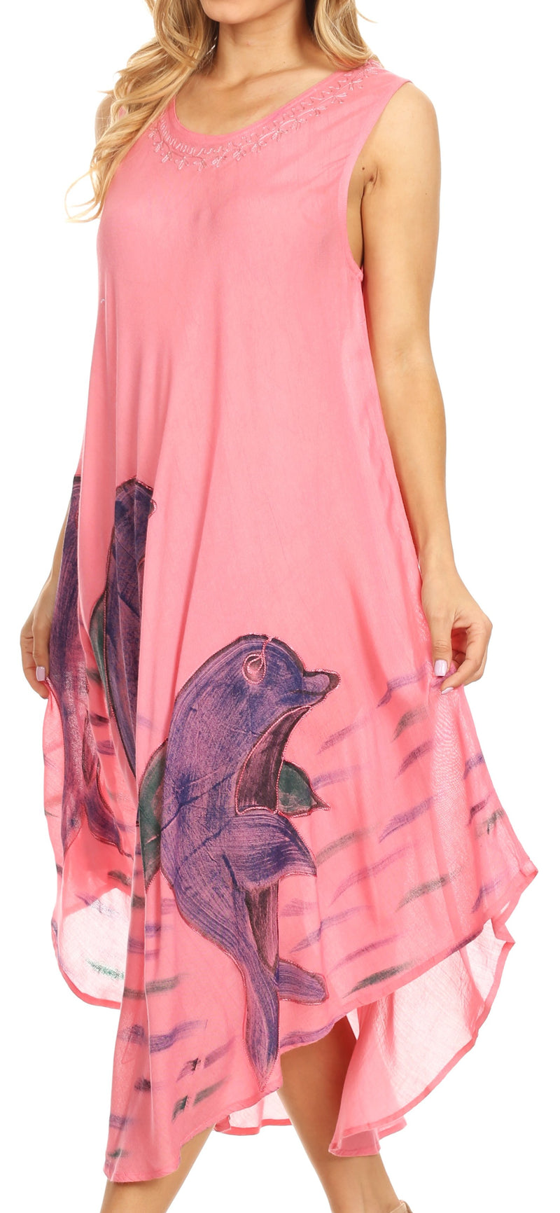 Sakkas Tia Women's Casual Summer Maxi Loose Fit Sleeveless Tank Dress Cover-up