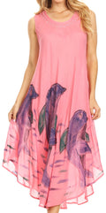 Sakkas Tia Women's Casual Summer Maxi Loose Fit Sleeveless Tank Dress Cover-up#color_19304-Pink