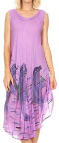 Sakkas Tia Women's Casual Summer Maxi Loose Fit Sleeveless Tank Dress Cover-up#color_19304-Purple