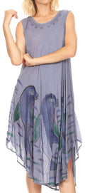 Sakkas Tia Women's Casual Summer Maxi Loose Fit Sleeveless Tank Dress Cover-up#color_19304-SteelBlue