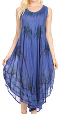 Sakkas Tia Women's Casual Summer Maxi Loose Fit Sleeveless Tank Dress Cover-up#color_19306-Blue