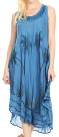 Sakkas Tia Women's Casual Summer Maxi Loose Fit Sleeveless Tank Dress Cover-up#color_19306-SkyBlue