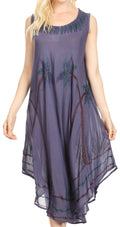 Sakkas Tia Women's Casual Summer Maxi Loose Fit Sleeveless Tank Dress Cover-up#color_19306-SteelBlue