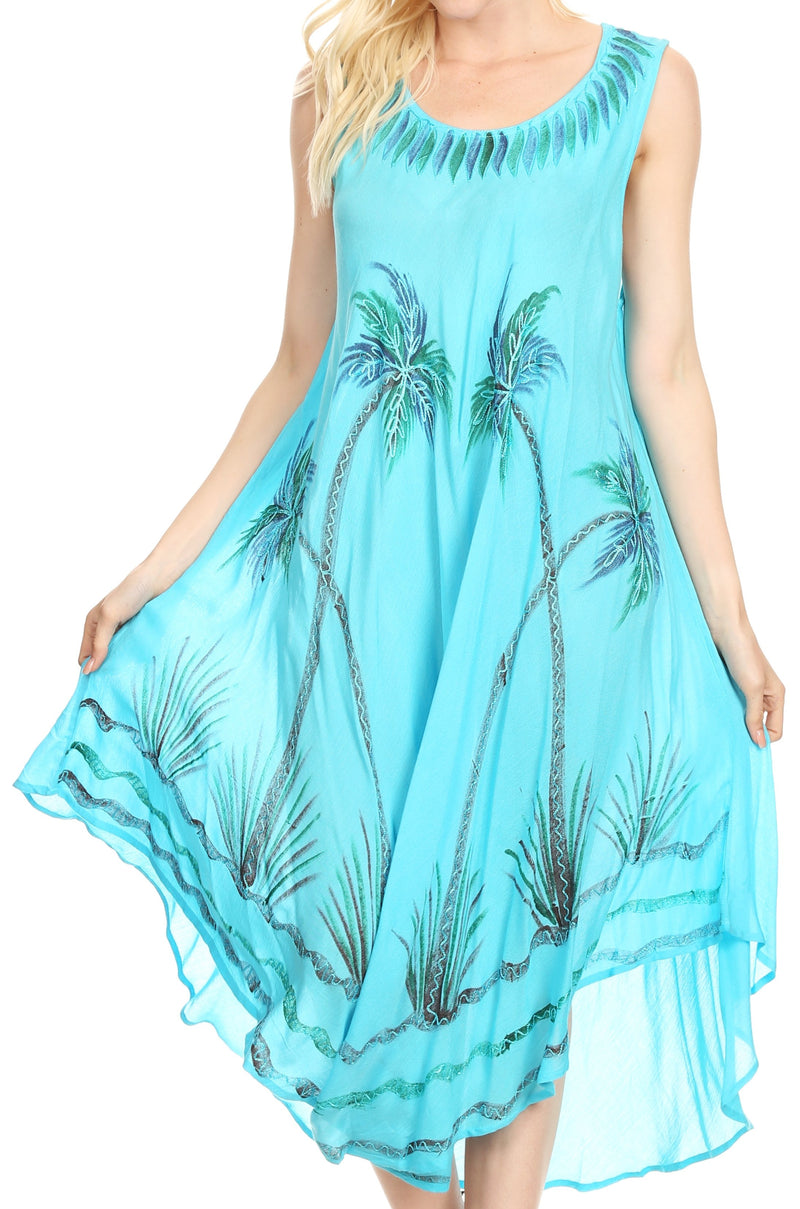 Sakkas Tia Women's Casual Summer Maxi Loose Fit Sleeveless Tank Dress Cover-up