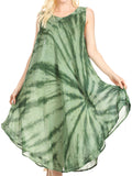 Sakkas Tia Women's Casual Summer Maxi Loose Fit Sleeveless Tank Dress Cover-up#color_Green