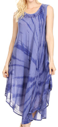 Sakkas Tia Women's Casual Summer Maxi Loose Fit Sleeveless Tank Dress Cover-up#color_RoyalBlue