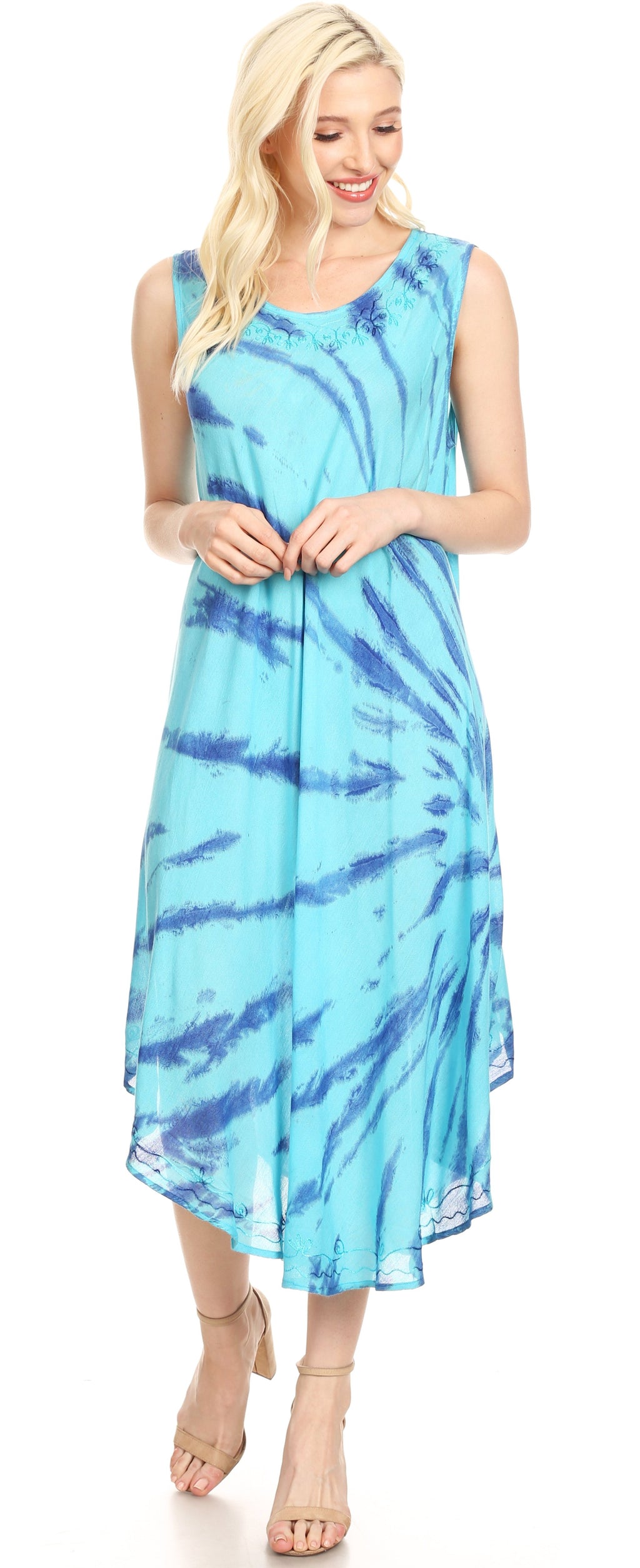 Sakkas Tia Women's Casual Summer Maxi Loose Fit Sleeveless Tank Dress