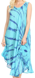 Sakkas Tia Women's Casual Summer Maxi Loose Fit Sleeveless Tank Dress Cover-up#color_Turquoise
