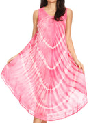 Sakkas Ambra Women's Casual Maxi Tie Dye Sleeveless Loose Tank Cover-up Dress