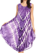 Sakkas Ambra Women's Casual Maxi Tie Dye Sleeveless Loose Tank Cover-up Dress#color_19300-Purple 