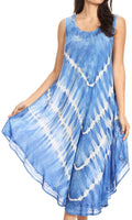 Sakkas Ambra Women's Casual Maxi Tie Dye Sleeveless Loose Tank Cover-up Dress#color_19300-RoyalBlue 