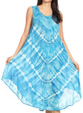 Sakkas Ambra Women's Casual Maxi Tie Dye Sleeveless Loose Tank Cover-up Dress#color_19300-Turquoise 