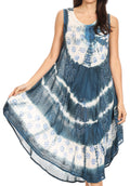 Sakkas Ambra Women's Casual Maxi Tie Dye Sleeveless Loose Tank Cover-up Dress#color_19301-Blue 