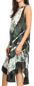 Sakkas Ambra Women's Casual Maxi Tie Dye Sleeveless Loose Tank Cover-up Dress