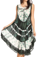 Sakkas Ambra Women's Casual Maxi Tie Dye Sleeveless Loose Tank Cover-up Dress#color_19301-Green 