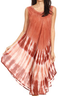 Sakkas Ambra Women's Casual Maxi Tie Dye Sleeveless Loose Tank Cover-up Dress#color_19302-Rust