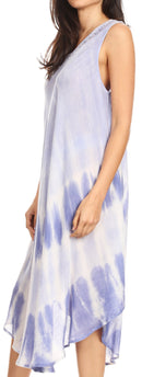 Sakkas Ambra Women's Casual Maxi Tie Dye Sleeveless Loose Tank Cover-up Dress
