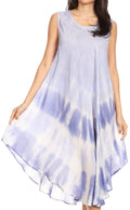 Sakkas Ambra Women's Casual Maxi Tie Dye Sleeveless Loose Tank Cover-up Dress#color_19302-SkyBlue 