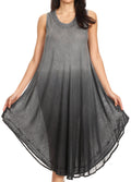 Sakkas Ambra Women's Casual Maxi Tie Dye Sleeveless Loose Tank Cover-up Dress#color_19303-Gray 