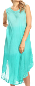 Sakkas Ambra Women's Casual Maxi Tie Dye Sleeveless Loose Tank Cover-up Dress#color_19303-Mint 