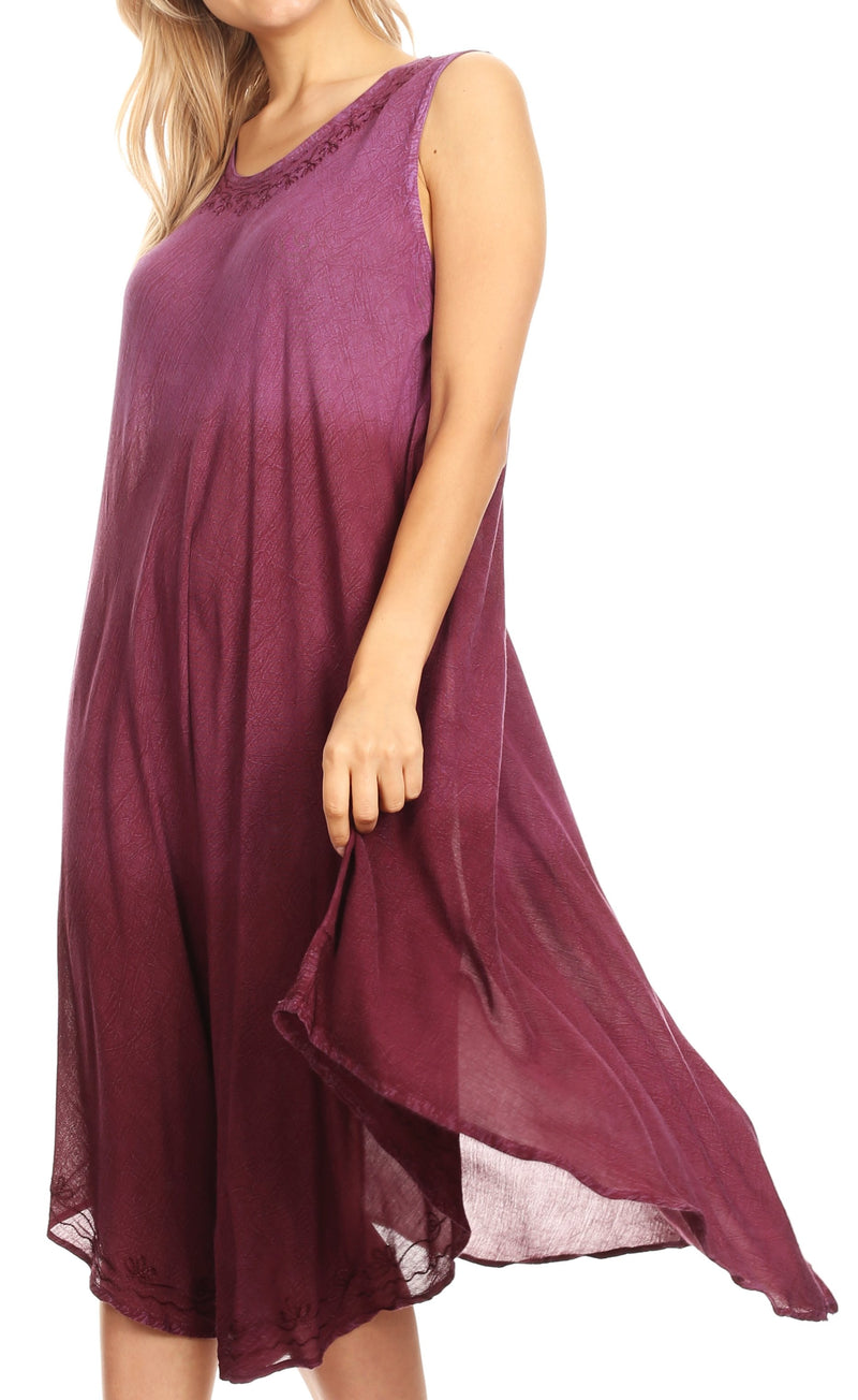 Sakkas Ambra Women's Casual Maxi Tie Dye Sleeveless Loose Tank Cover-up Dress