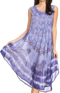 Sakkas Ambra Women's Casual Maxi Tie Dye Sleeveless Loose Tank Cover-up Dress#color_Periwinkle 